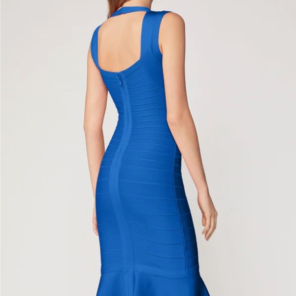 HERVÉ LÉGER Sweetheart Flare Bandage Dress - Bright Blue - Picture 5 of 10